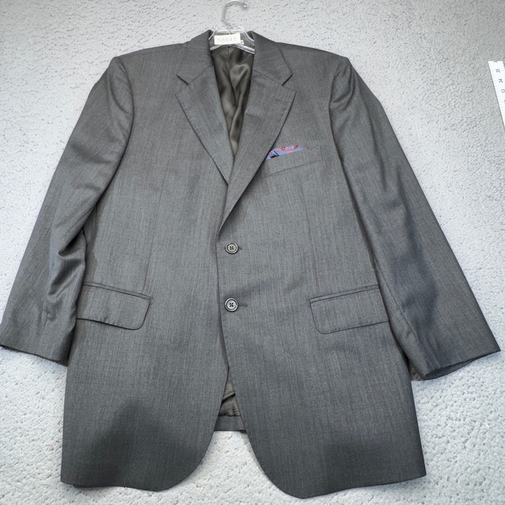 Saks Fifth Avenue Blazer Mens 42 Short Gray Ermenegildo Zegna Wool Silk Italy